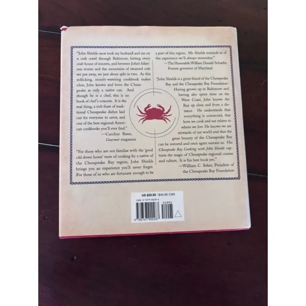 Chesapeake Bay Cooking John Shields 1998 Hardcover Cookbook Dust Jacket